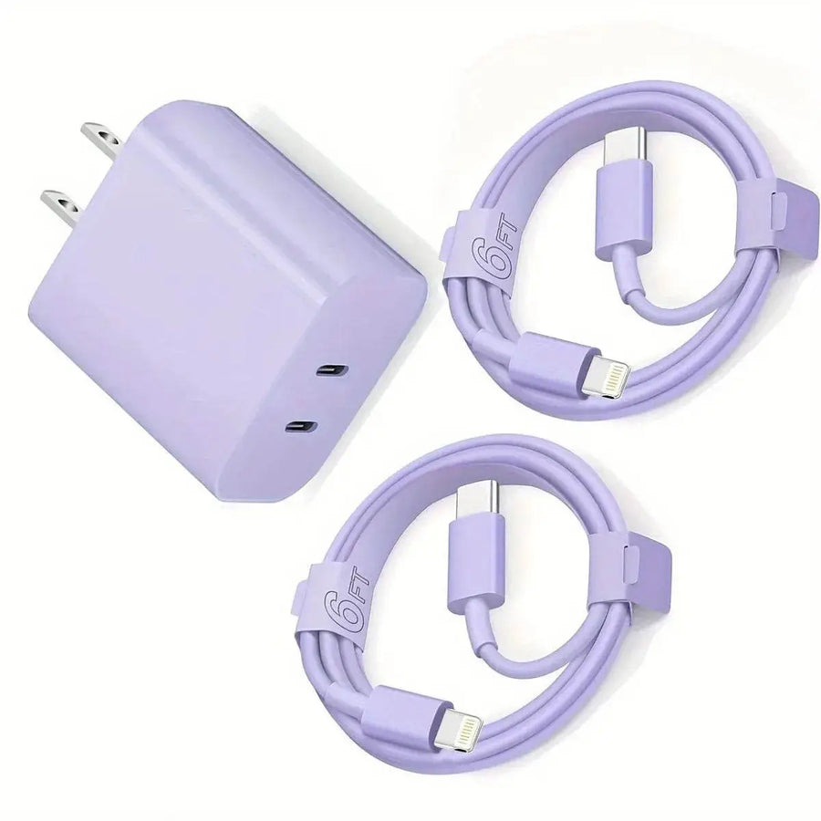 Fast Phone Charger Dual USBC with Lightning Cables - Iron Phoenix GHG
