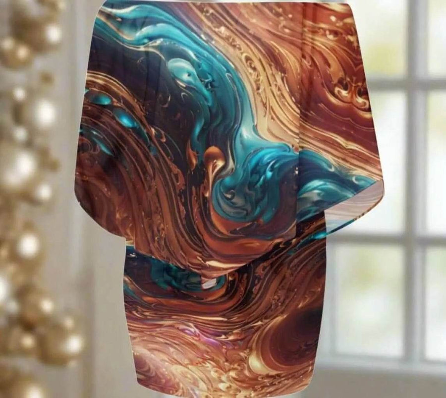 "Liquid Metal" Abstract Print Wrap Dress| Iron Phoenix GHG - Iron Phoenix GHG