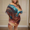 "Liquid Metal" Abstract Beige Wrap Dress| Iron Phoenix GHG - Image 1