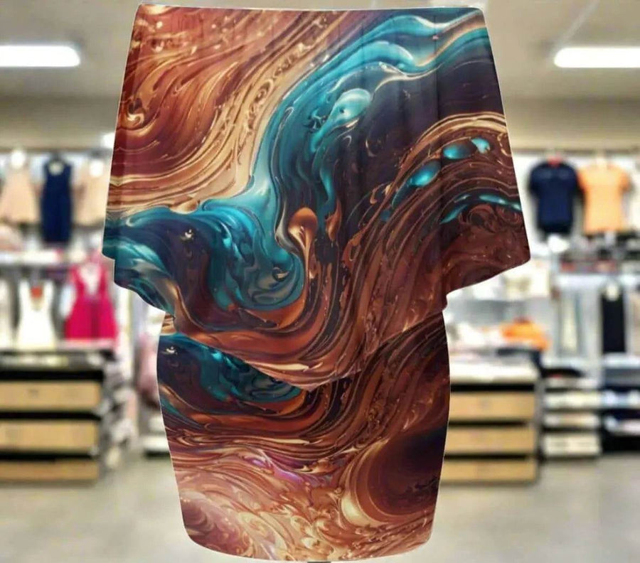 "Liquid Metal" Abstract Print Wrap Dress| Iron Phoenix GHG - Iron Phoenix GHG