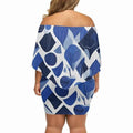 "Blue Abstract" Off-the-Shoulder Dress| Iron Phoenix GHG - Image 3