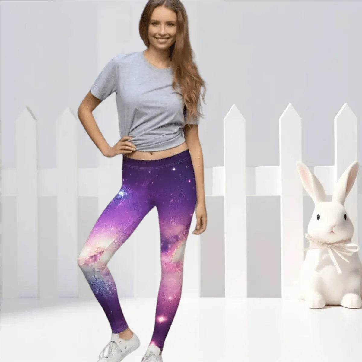 Galaxy Print Leggings - Solar System Workout Pants - Iron Phoenix GHG