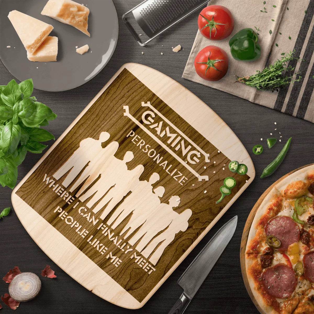 Gamer Cutting Board - Premium Hardwood Kitchen Tool for Chefs and Gaming Enthusiasts - Iron Phoenix GHG