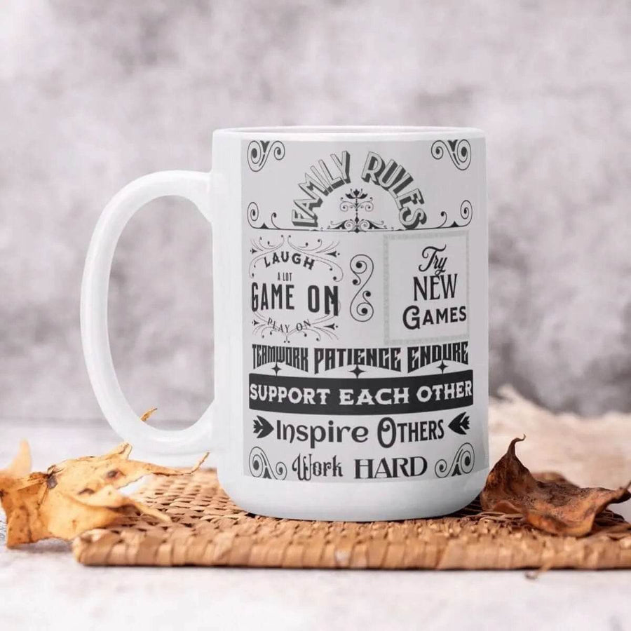 Gamer Family Rules Mug | Positive Gaming Coffee Cup - Iron Phoenix GHG