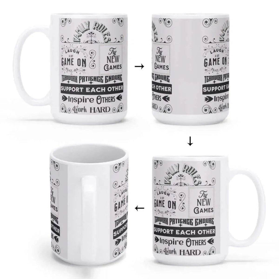 Gamer Family Rules Mug | Positive Gaming Coffee Cup - Iron Phoenix GHG