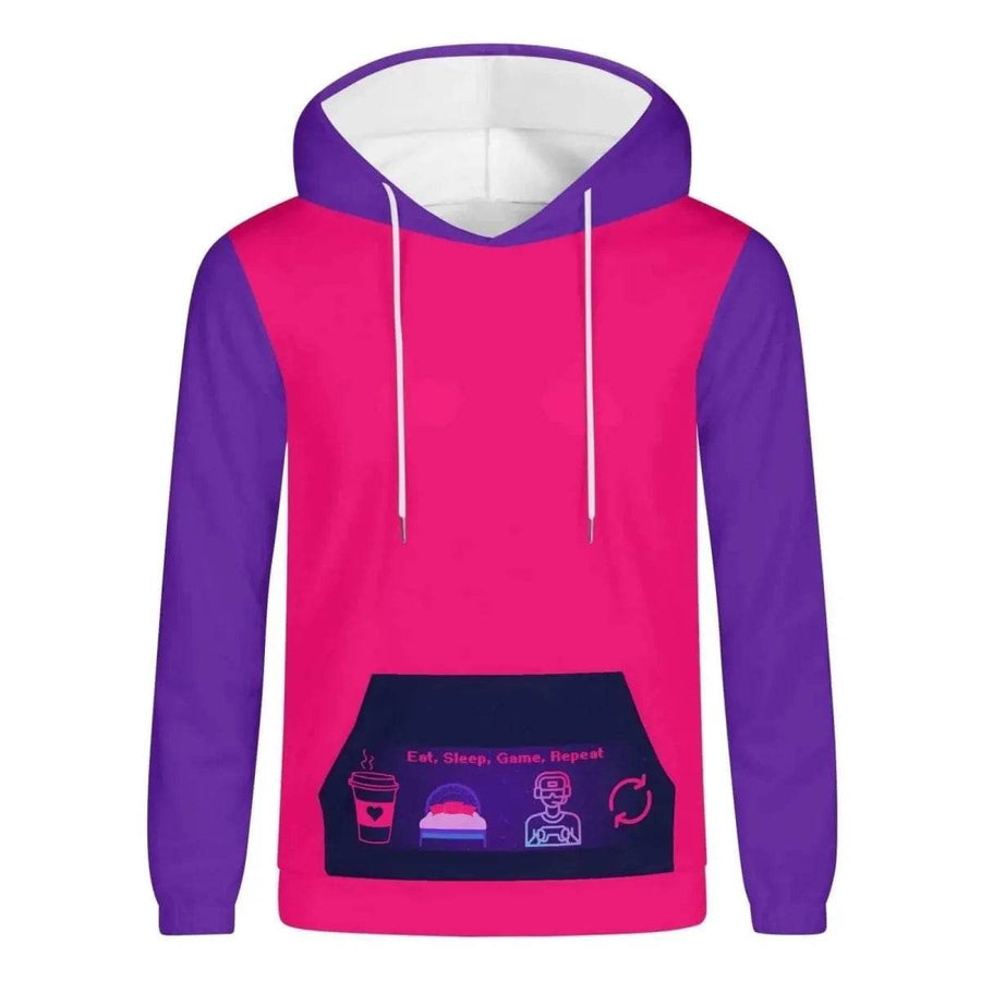 Eat Sleep Game Repeat Color-Block Hoodie - Iron Phoenix GHG