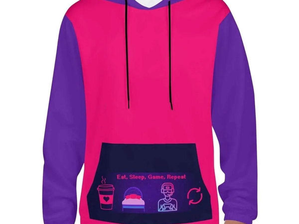 Eat Sleep Game Repeat Color-Block Hoodie - Iron Phoenix GHG
