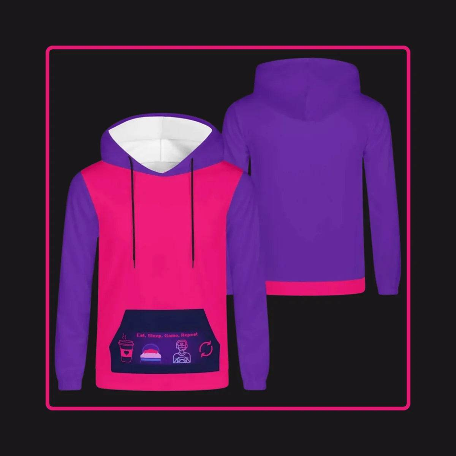 Eat Sleep Game Repeat Color-Block Hoodie - Iron Phoenix GHG