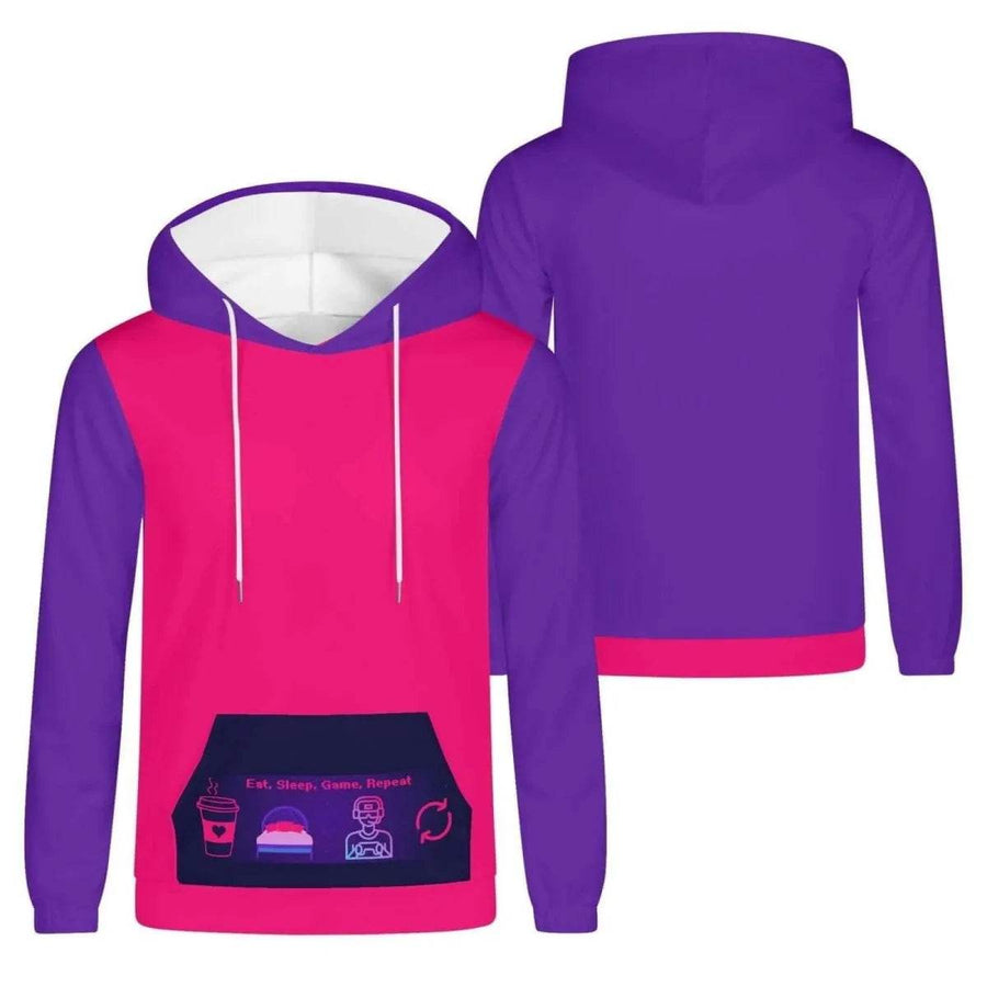 Eat Sleep Game Repeat Color-Block Hoodie - Iron Phoenix GHG