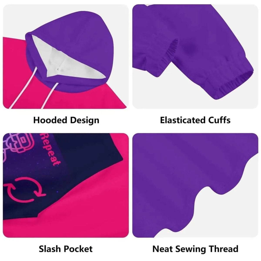 Eat Sleep Game Repeat Color-Block Hoodie - Iron Phoenix GHG