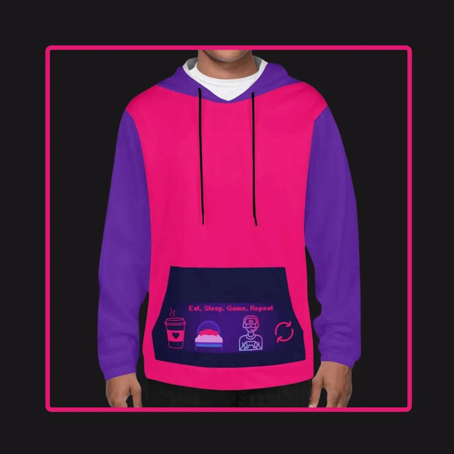 Eat Sleep Game Repeat Color-Block Hoodie - Iron Phoenix GHG