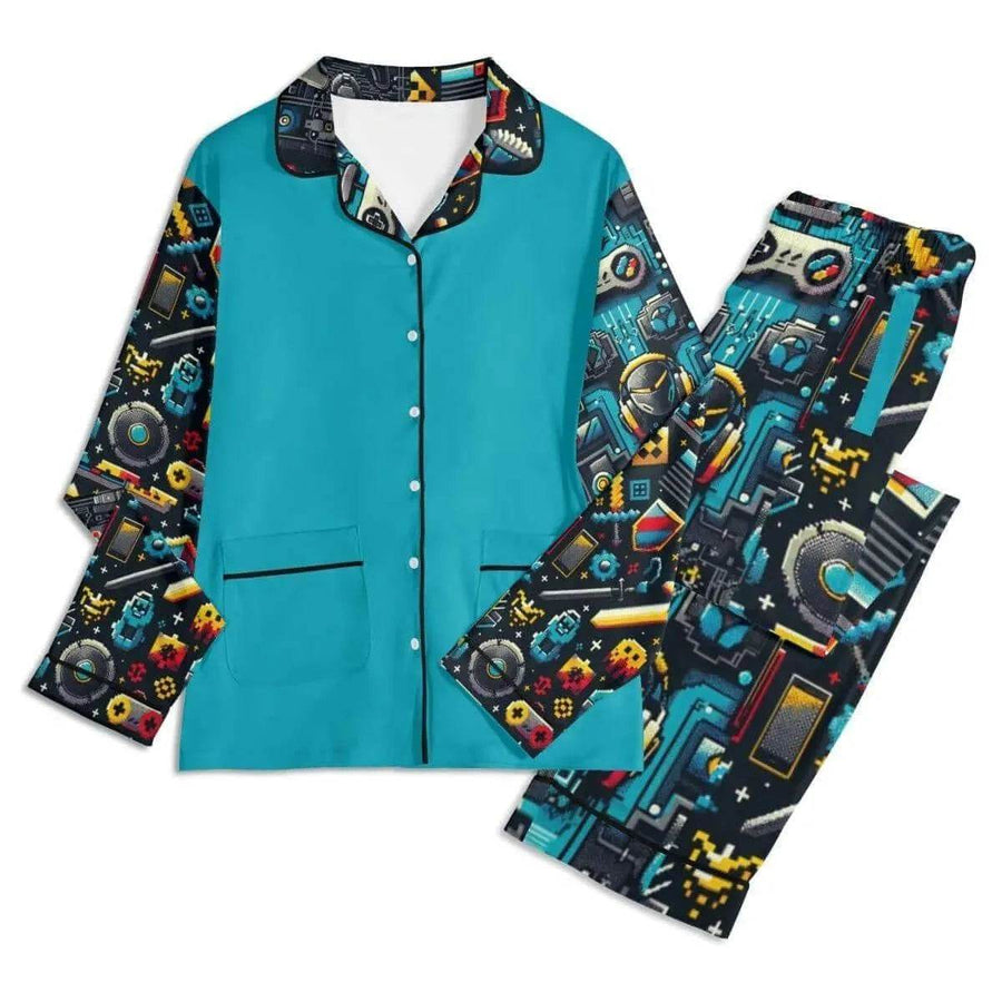 Custom Teal Gamer Pajamas | Personalized Loungewear - Iron Phoenix GHG