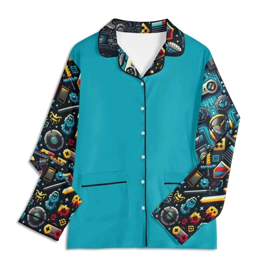 Custom Teal Gamer Pajamas | Personalized Loungewear - Iron Phoenix GHG