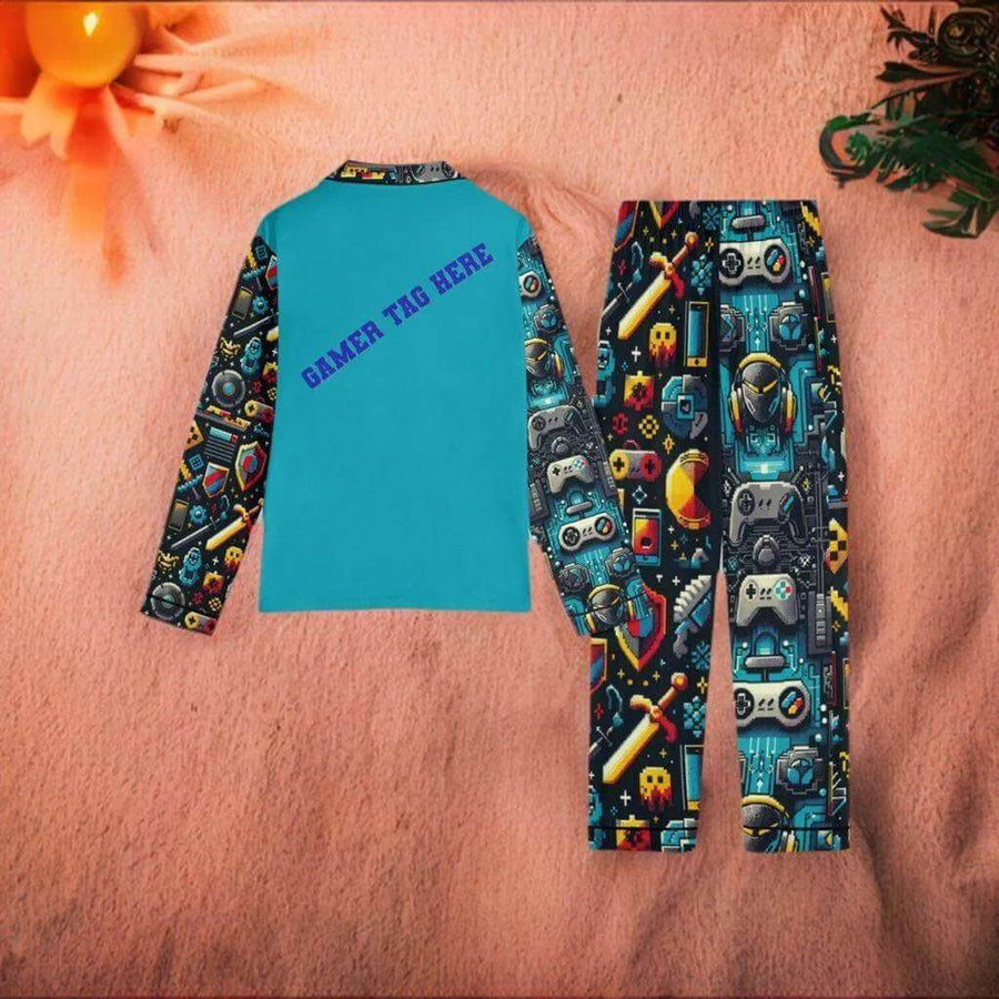 Custom Teal Gamer Pajamas | Personalized Loungewear - Iron Phoenix GHG