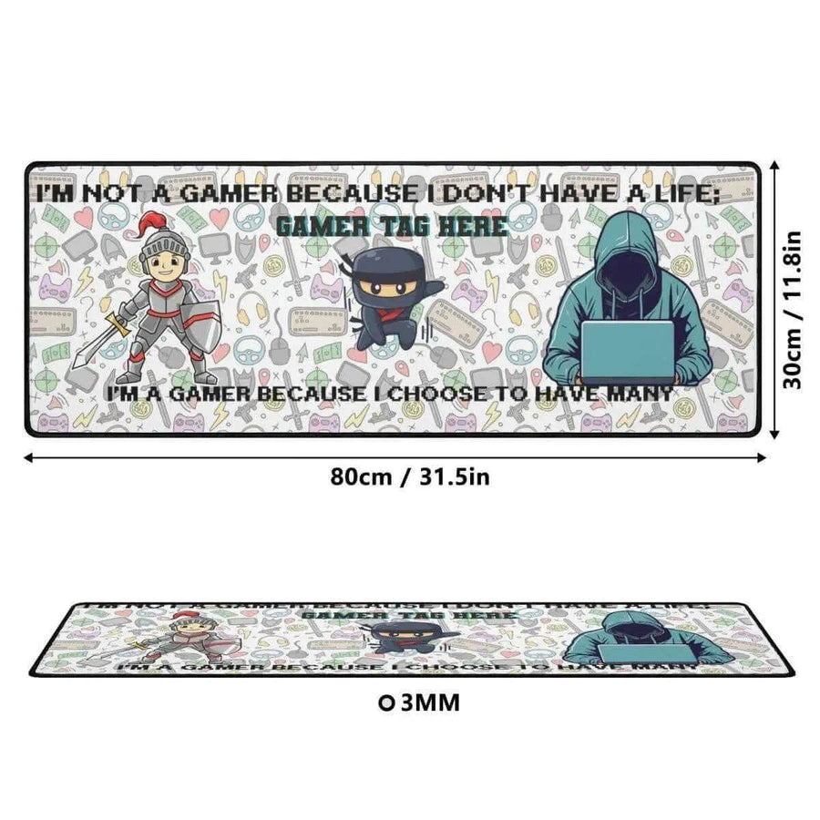 Gamer Slogan Desk Mat | Knight and Ninja Gaming Mouse Pad - Iron Phoenix GHG