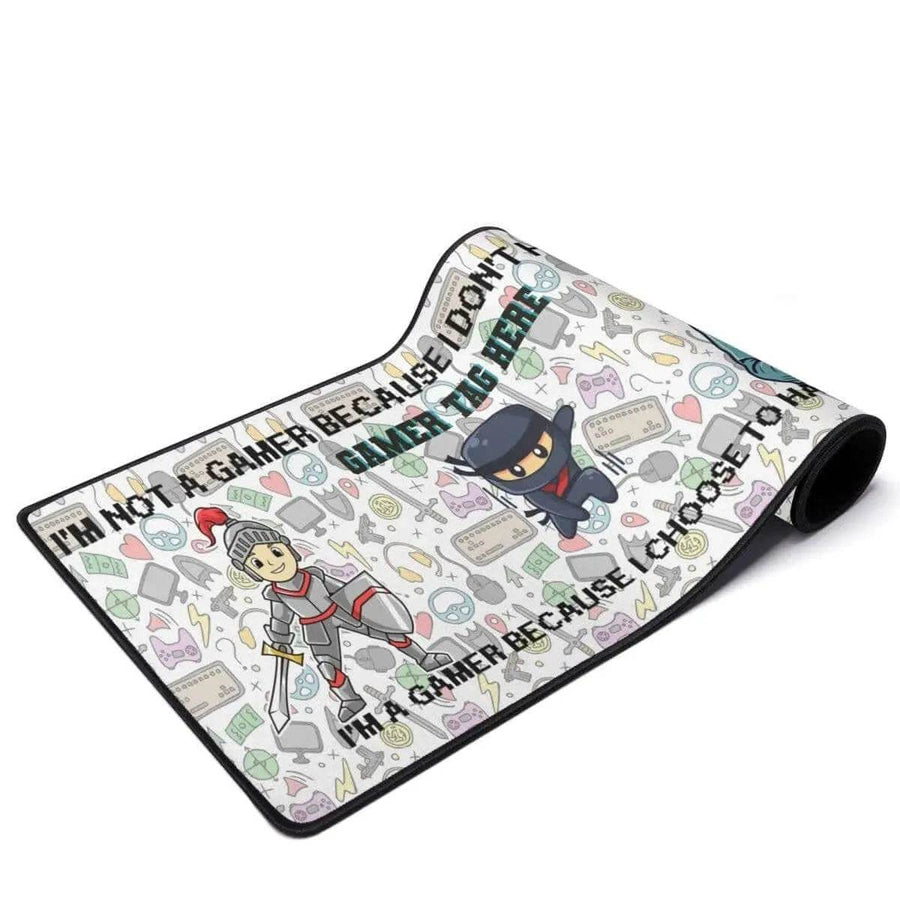Gamer Slogan Desk Mat | Knight and Ninja Gaming Mouse Pad - Iron Phoenix GHG