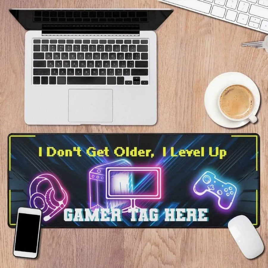 Level Up Gamer Desk Mat | Personalized Slogan Mouse Pad - Iron Phoenix GHG