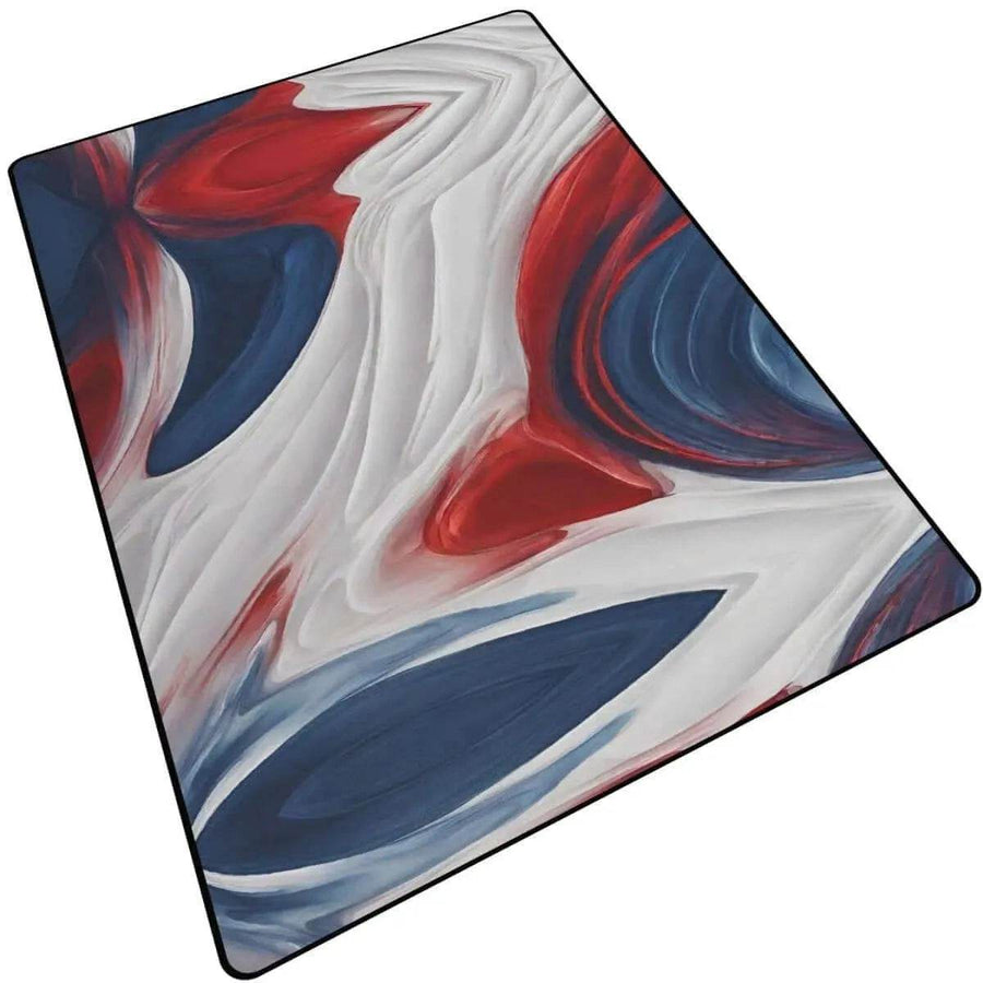 Abstract Red White Blue Rug | Gaming and Yoga Mat - Iron Phoenix GHG