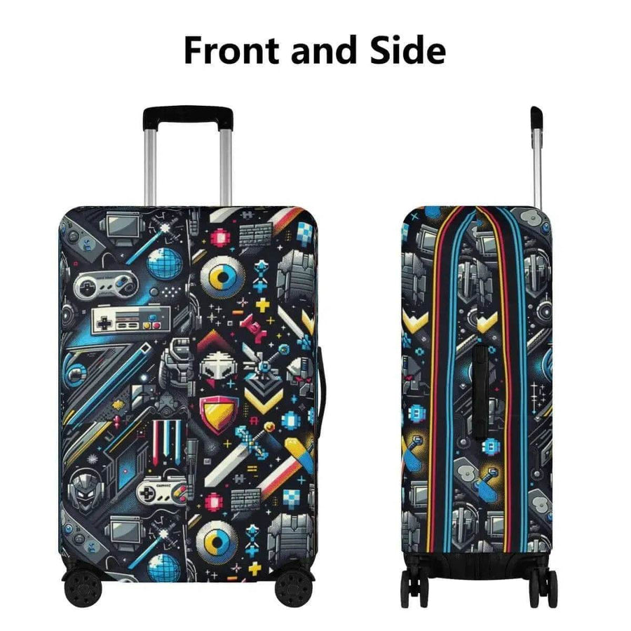 Retro Gamer Luggage Cover | Pixel Art Travel Protector - Iron Phoenix GHG