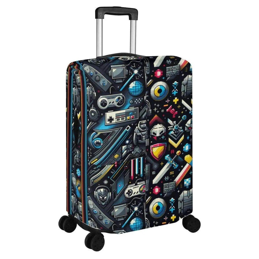 Retro Gamer Luggage Cover | Pixel Art Travel Protector - Iron Phoenix GHG