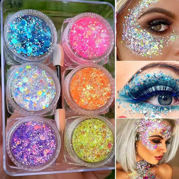 Glitter Gel - 6 Jars Eco Heart Star Moon - Iron Phoenix GHG