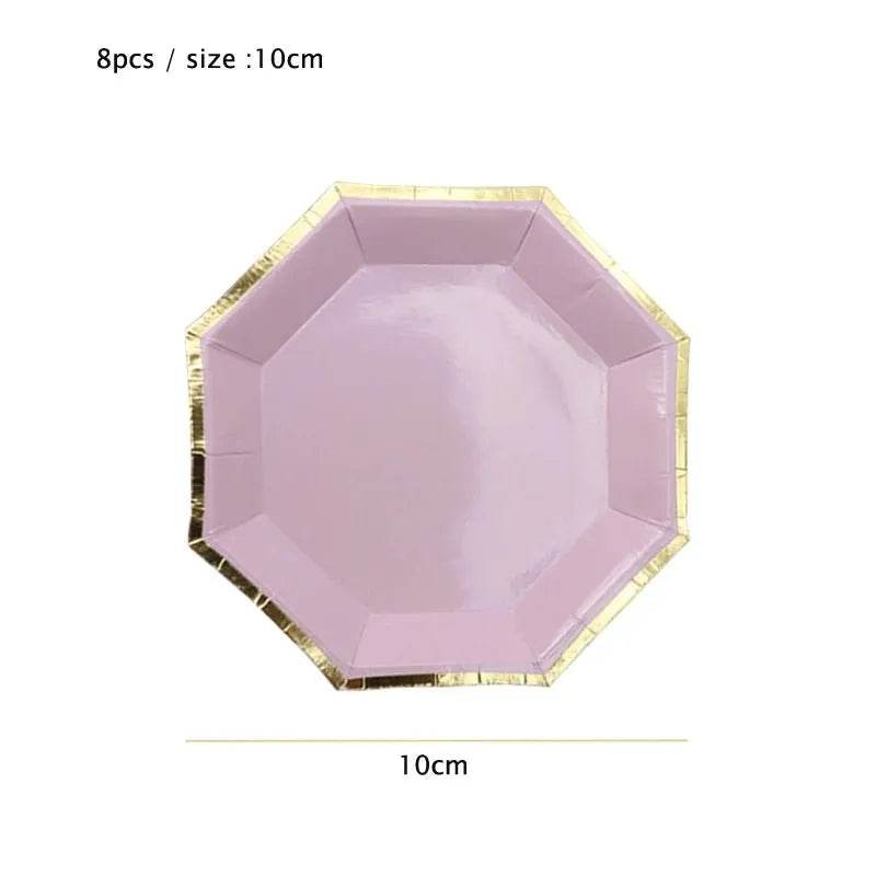 Gold Purple Disposable Tableware Set Elegant Party Supplies - Iron Phoenix GHG