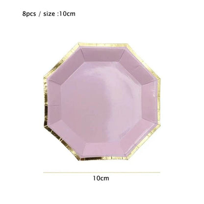 Gold Purple Disposable Tableware Set Elegant Party Supplies - Iron Phoenix GHG