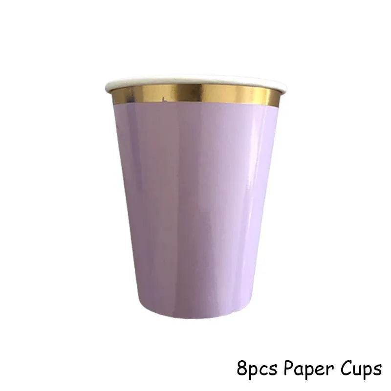 Gold Purple Disposable Tableware Set Elegant Party Supplies - Iron Phoenix GHG
