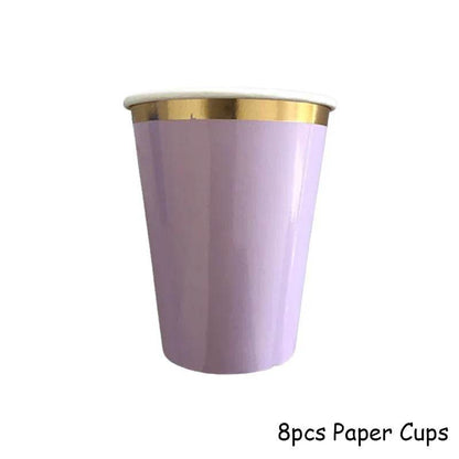 Gold Purple Disposable Tableware Set Elegant Party Supplies - Iron Phoenix GHG