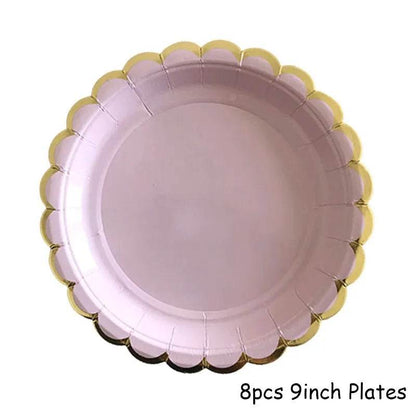 Gold Purple Disposable Tableware Set Elegant Party Supplies - Iron Phoenix GHG