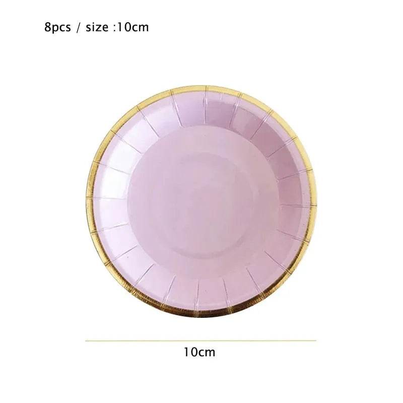 Gold Purple Disposable Tableware Set Elegant Party Supplies - Iron Phoenix GHG