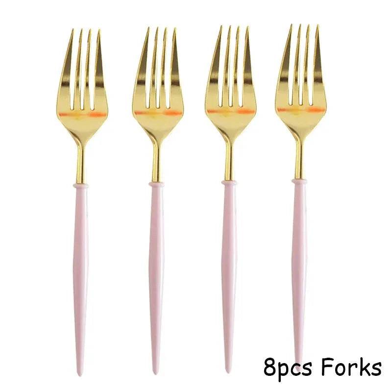 Gold Purple Disposable Tableware Set Elegant Party Supplies - Iron Phoenix GHG