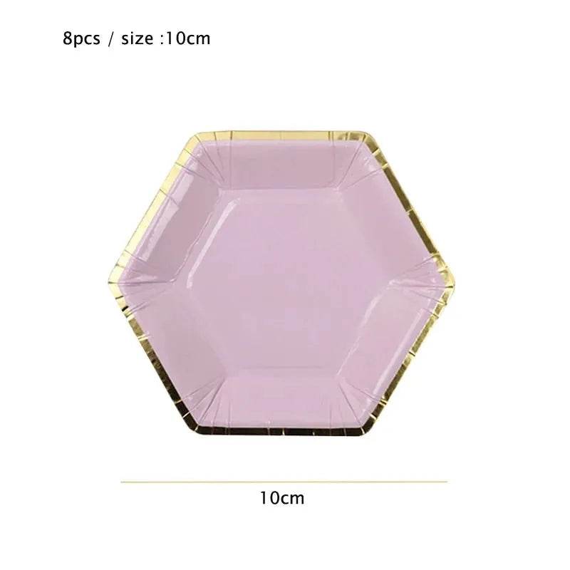 Gold Purple Disposable Tableware Set Elegant Party Supplies - Iron Phoenix GHG