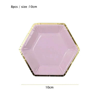 Gold Purple Disposable Tableware Set Elegant Party Supplies - Iron Phoenix GHG