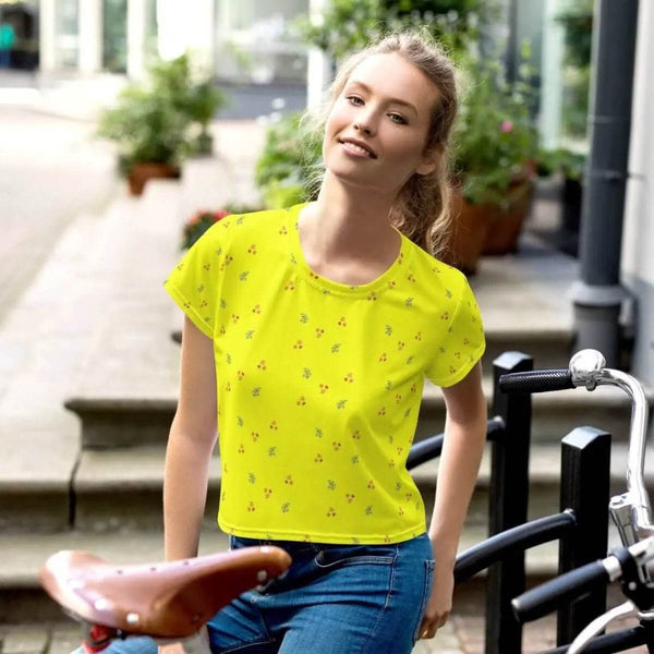 Golden Leaf Breeze Crop Tee - Women’s Stylish Top - Iron Phoenix GHG