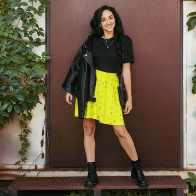 "Golden Leaf" Women's yellow Skater Skirt | Iron Phoenix - Iron Phoenix GHG