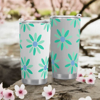 "Retro Daisy" Insulated Travel Mug | Iron Phoenix GHG - Iron Phoenix GHG