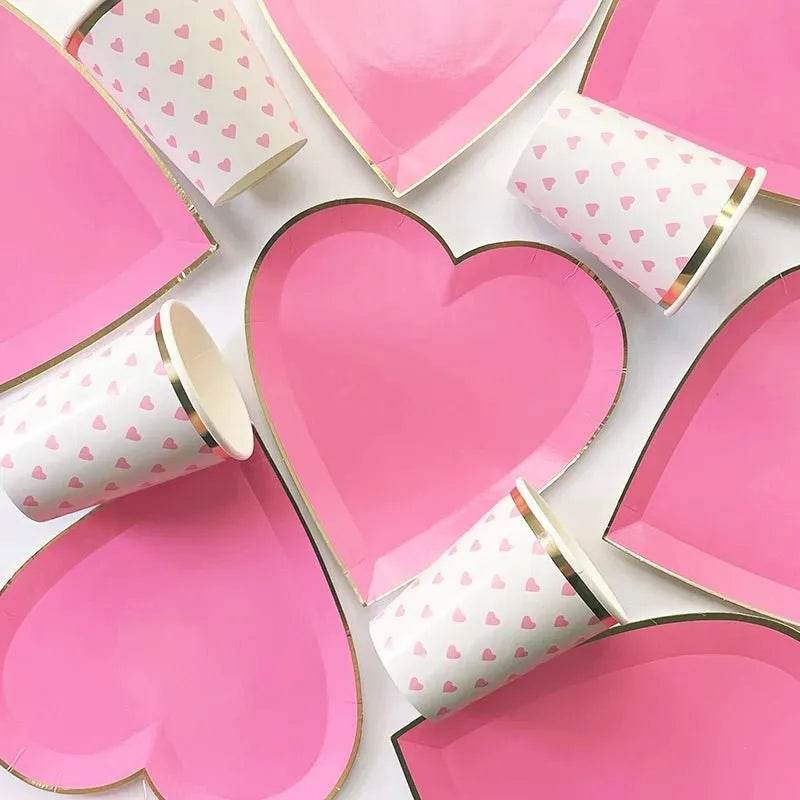 Heart-Shaped Party Tableware Set - Eco Gamer Party Gear - Iron Phoenix GHG