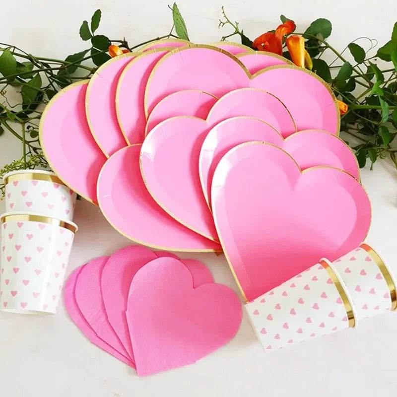 Heart-Shaped Party Tableware Set - Eco Gamer Party Gear - Iron Phoenix GHG