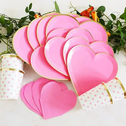 Heart-Shaped Party Tableware Set - Eco Gamer Party Gear - Iron Phoenix GHG