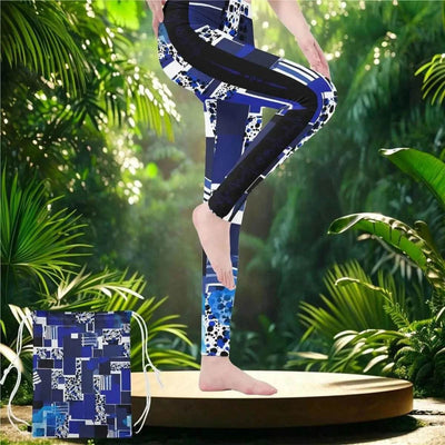 Blue Mosaic Print Leggings | PvP Gaming and Yoga Tights - Iron Phoenix GHG