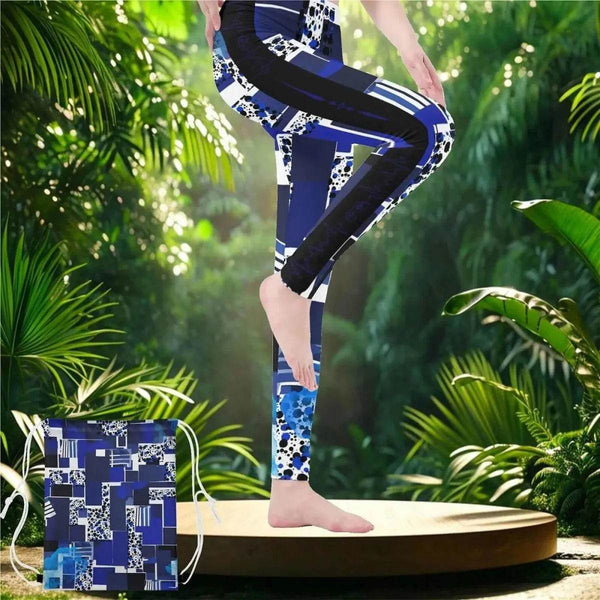 High-Waisted Womens Blue Yoga Leggings for Comfort and Flexibility - Iron Phoenix GHG