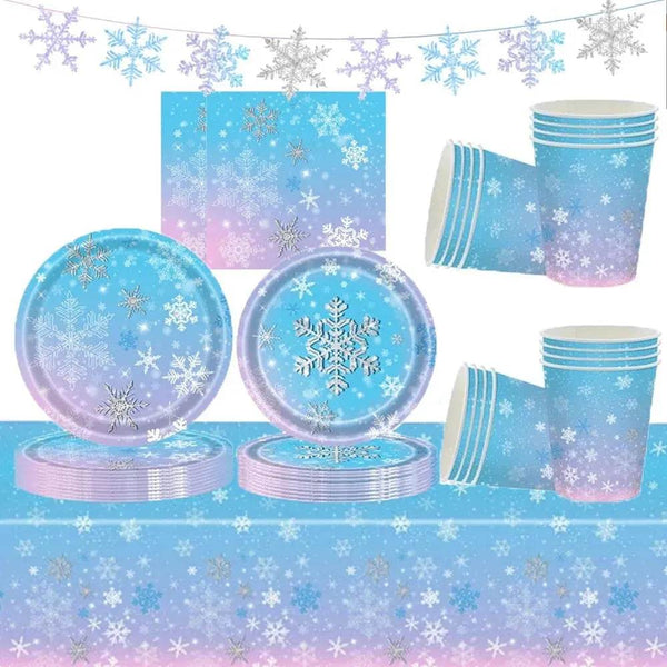 Ice Frost Snowflake Party Tableware Set- Gamer Party Gear - Iron Phoenix GHG