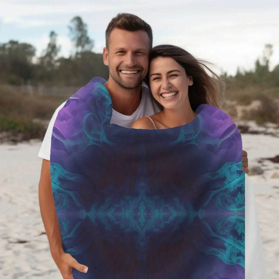 Kaleidoscope Fleece Blanket | Purple Teal Abstract Throw - Iron Phoenix GHG