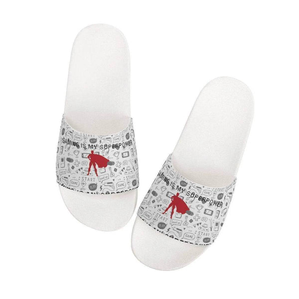 Kids White Gaming Slide Sandals for Comfort Fun - Iron Phoenix GHG