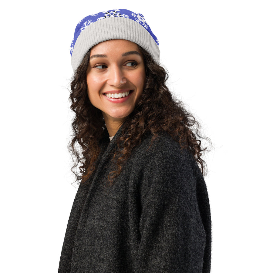 Blue snowflake Knitted beanie