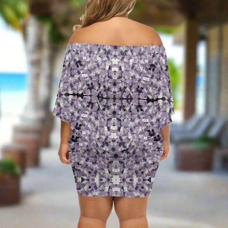 "Lavender Gem" Abstract Print Wrap Dress| Iron Phoenix GHG - Iron Phoenix GHG