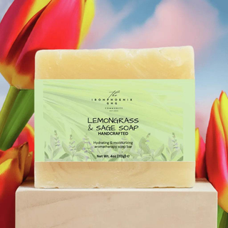 Lemongrass Sage Soap 4oz, Organic Calm, Sensitive Skin Care - Iron Phoenix GHG