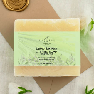 Lemongrass Sage Soap 4oz, Organic Calm, Sensitive Skin Care - Iron Phoenix GHG