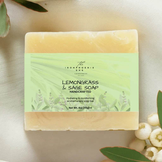 Lemongrass Sage Soap 4oz, Organic Calm, Sensitive Skin Care - Iron Phoenix GHG